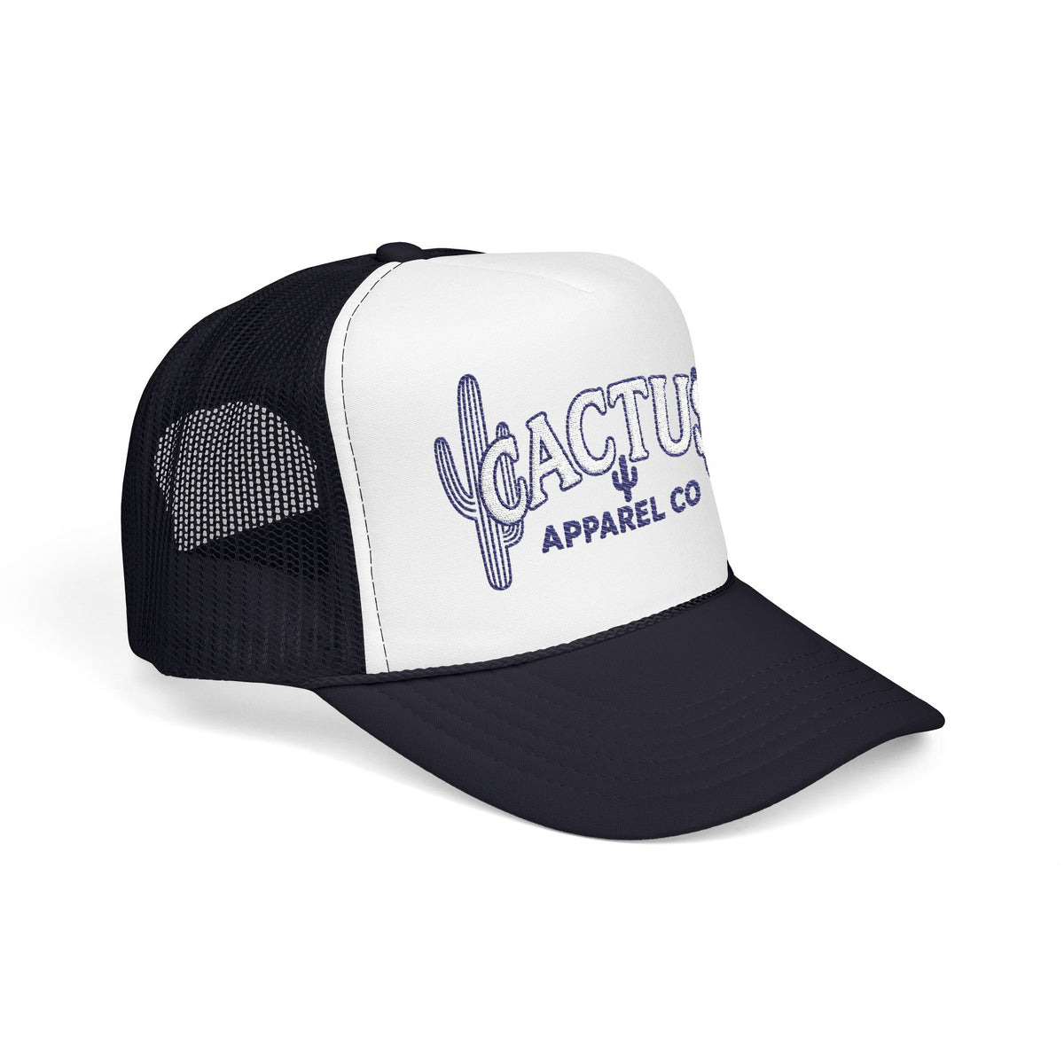 Cactus Foam Trucker Hat — Deep Blue Embroidered Cacti Logo