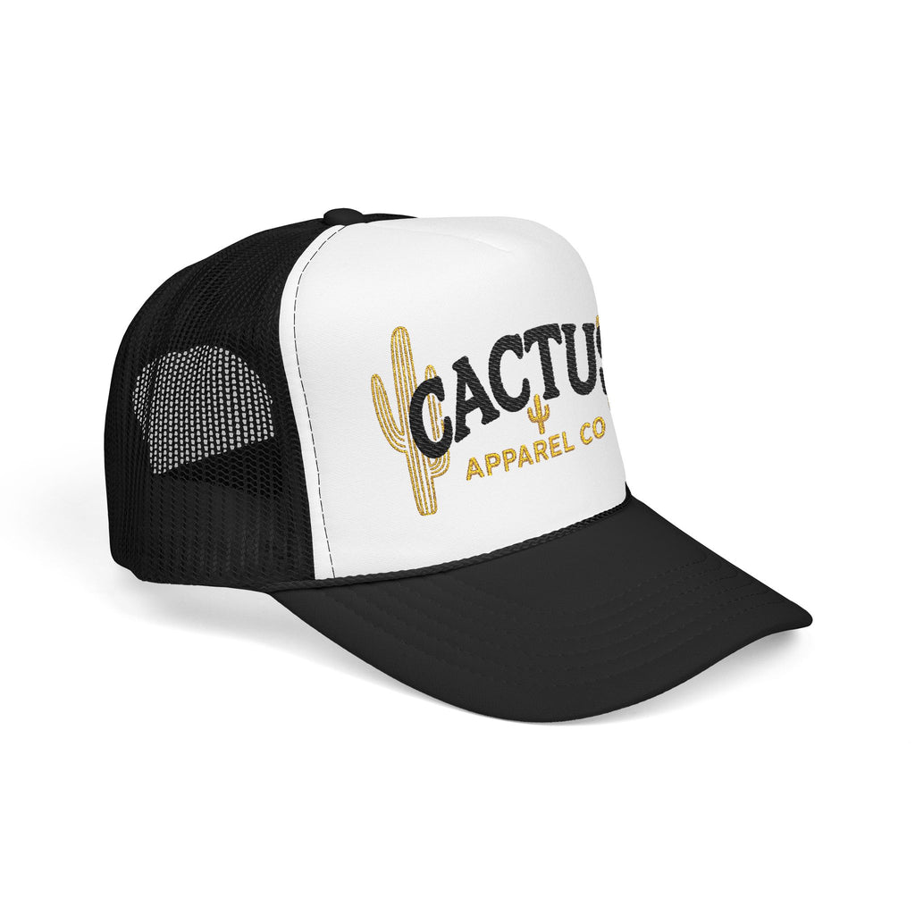 Cactus Foam Trucker Hat — Gold Embroidered Cacti Logo
