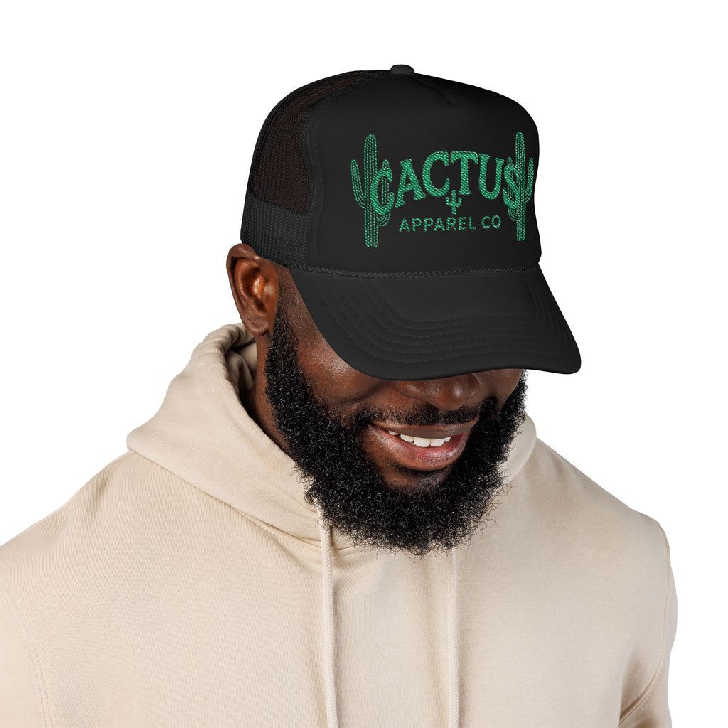 Cactus Foam Trucker Hat — Green Embroidered Cacti Logo