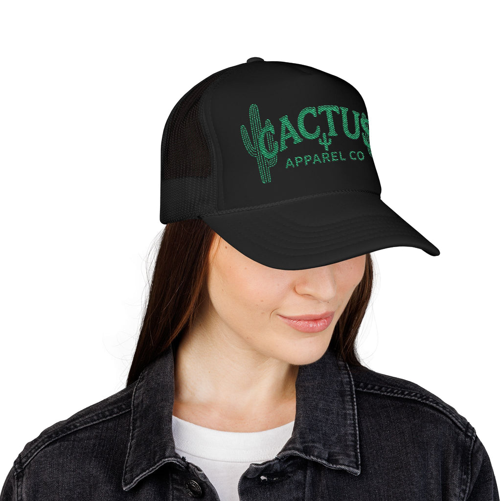 Cactus Foam Trucker Hat — Green Embroidered Cacti Logo