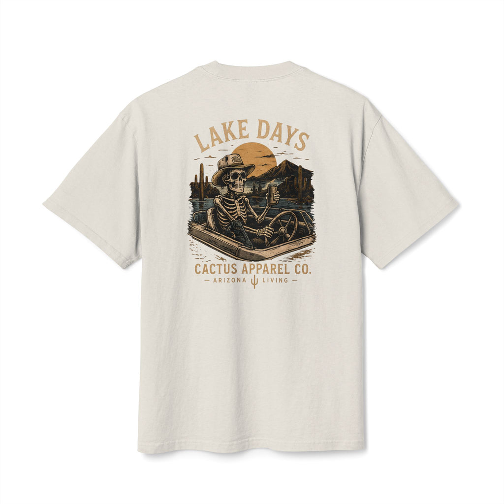 Lake Days Cactus Tee — Vintage Desert Skeleton & Boat Graphic T-Shirt | Skeleton Collection