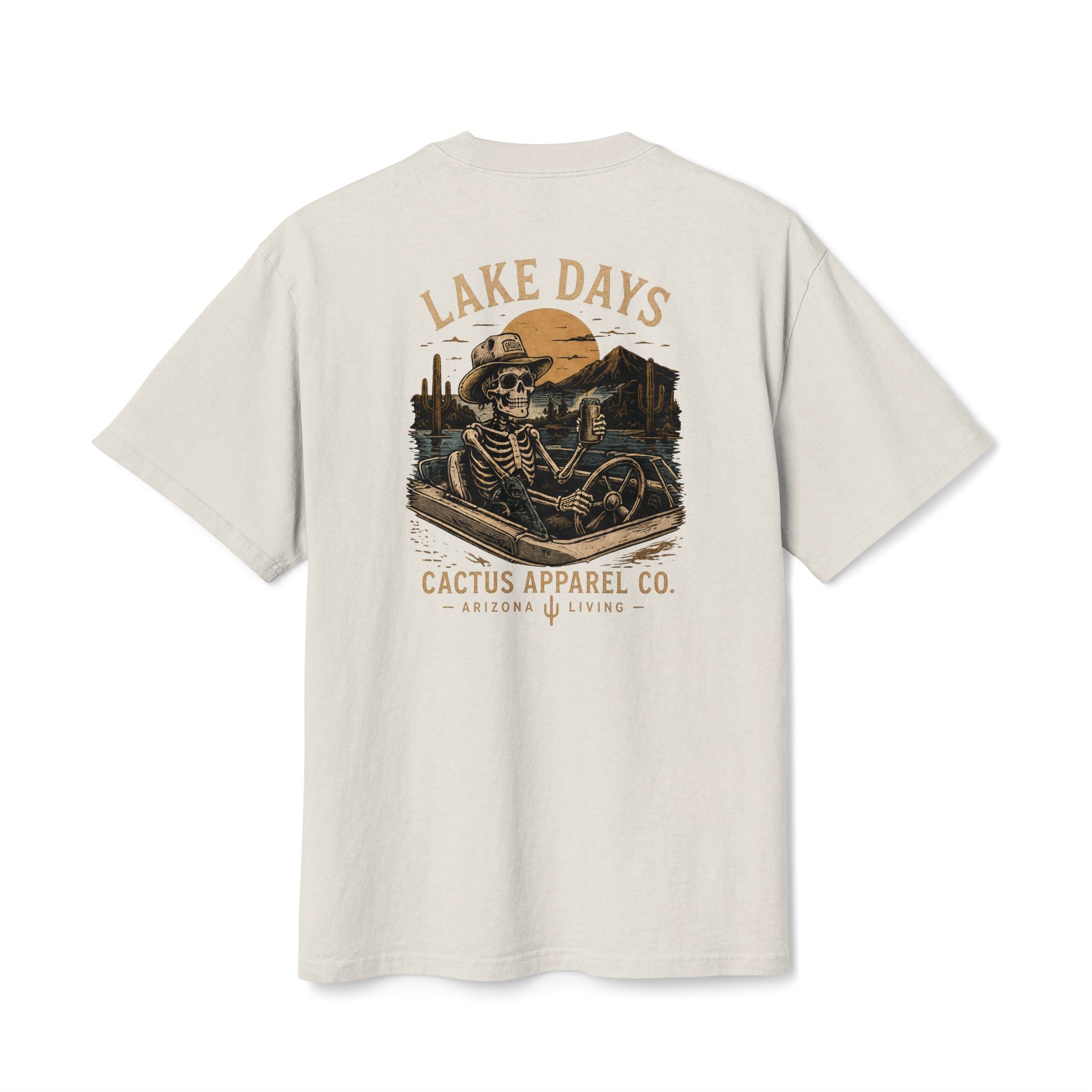 Lake Days Cactus Tee — Vintage Desert Skeleton & Boat Graphic T-Shirt | Skeleton Collection