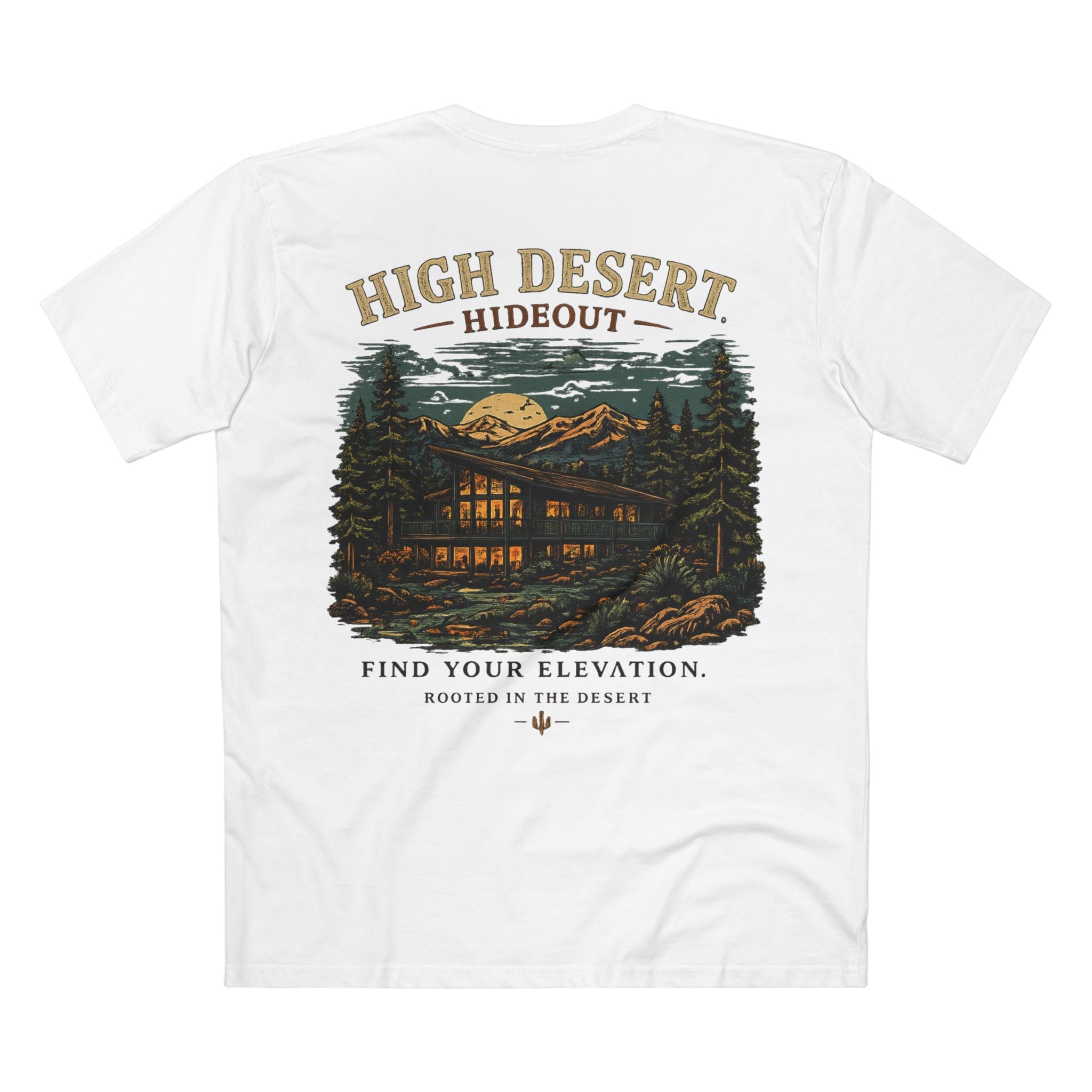 High Desert Hideout Tee — Cabin Nightscape Graphic T-Shirt | Summer 26' Collection