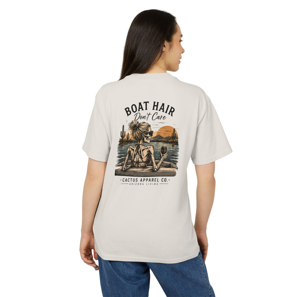 Boat Hair Don't Care Tee — Sunset Lake Skeleton Graphic T-Shirt | Skeleton Collection