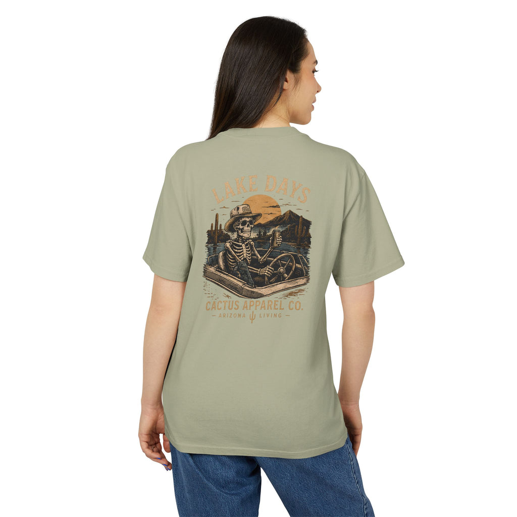 Lake Days Cactus Tee — Vintage Desert Skeleton & Boat Graphic T-Shirt | Skeleton Collection