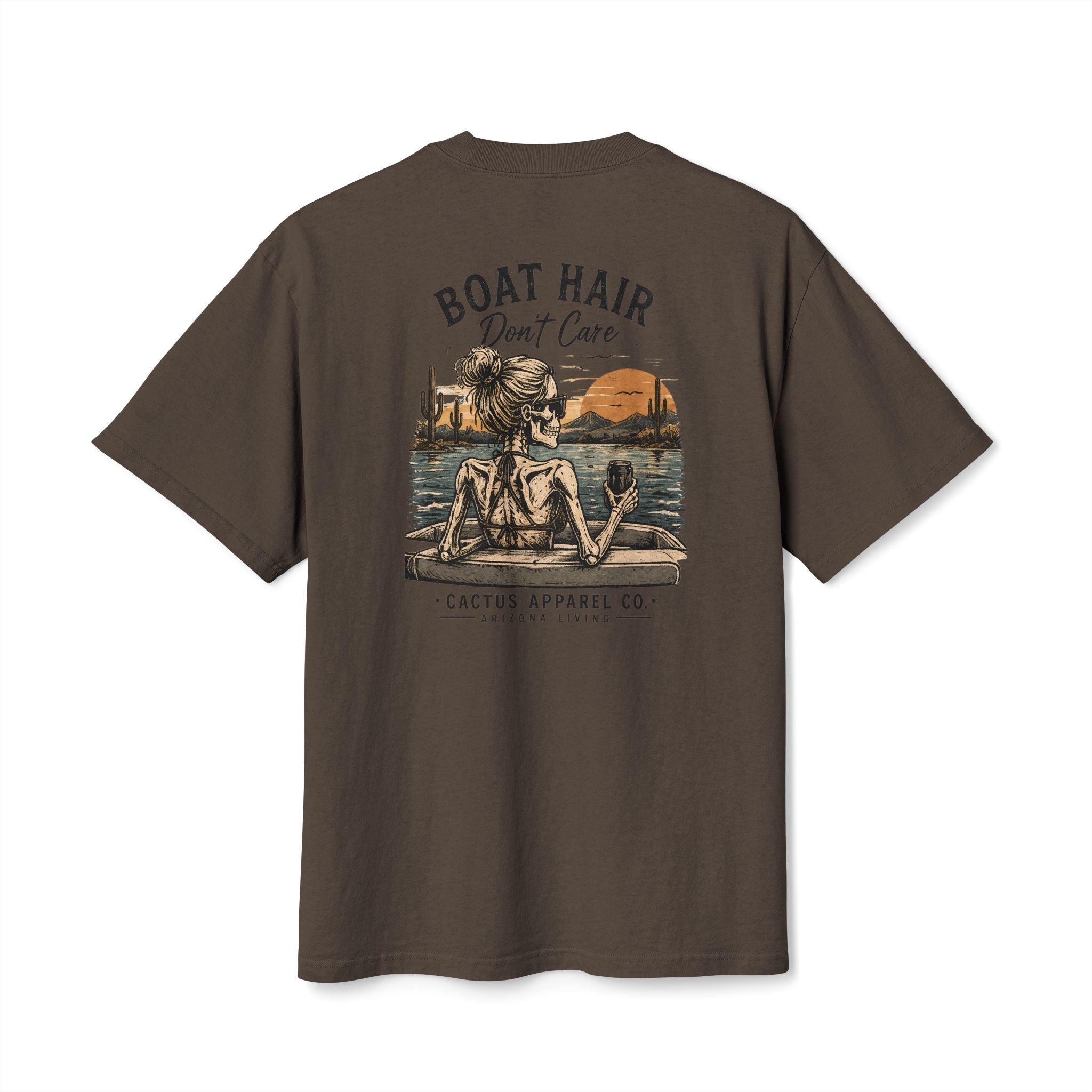 Boat Hair Don't Care Tee — Sunset Lake Skeleton Graphic T-Shirt | Skeleton Collection