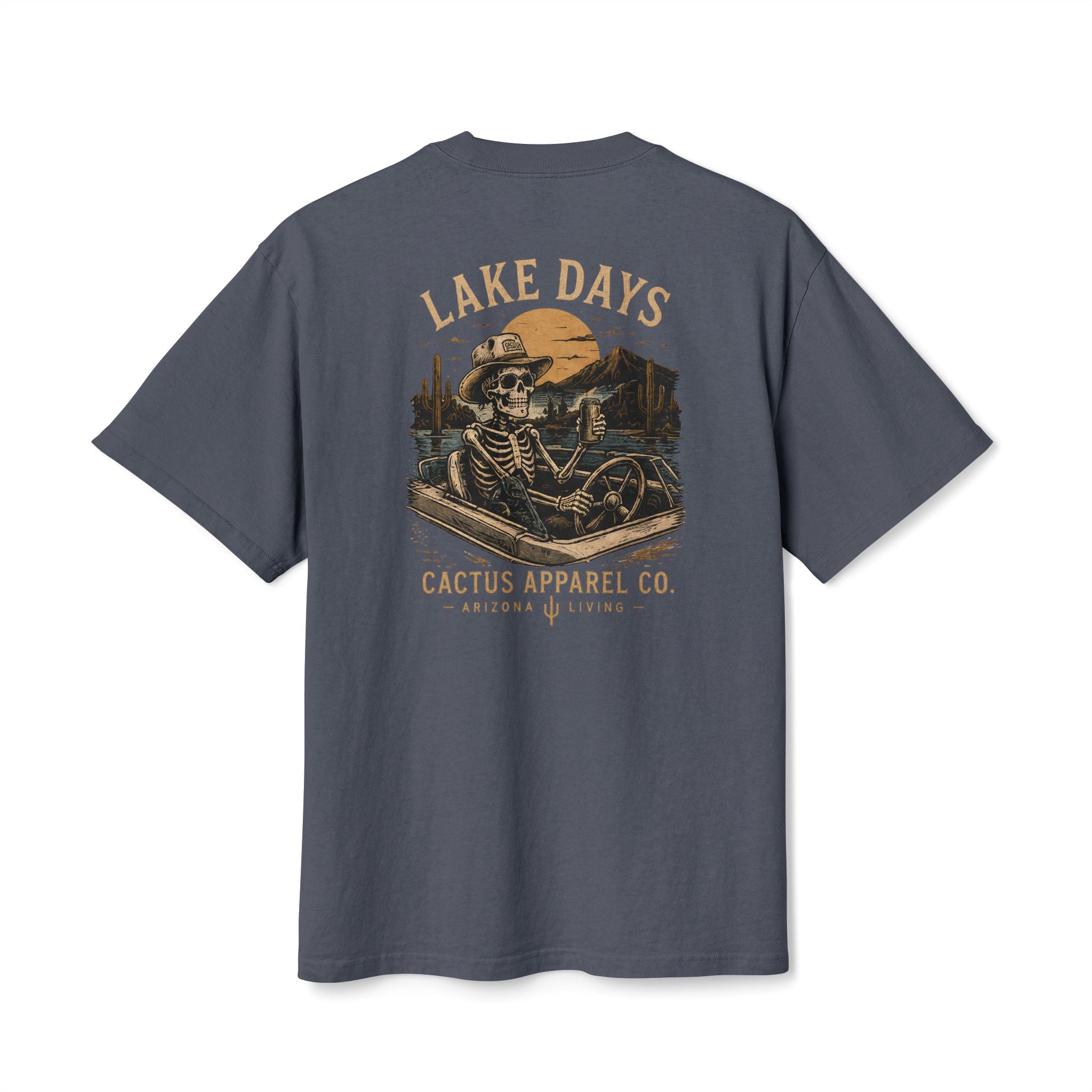 Lake Days Cactus Tee — Vintage Desert Skeleton & Boat Graphic T-Shirt | Skeleton Collection