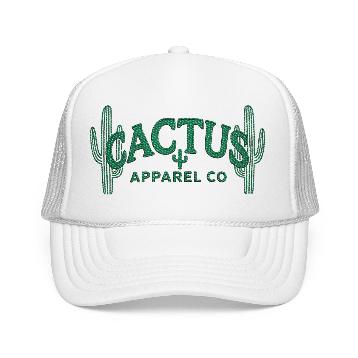 Cactus Foam Trucker Hat — Green Embroidered Cacti Logo