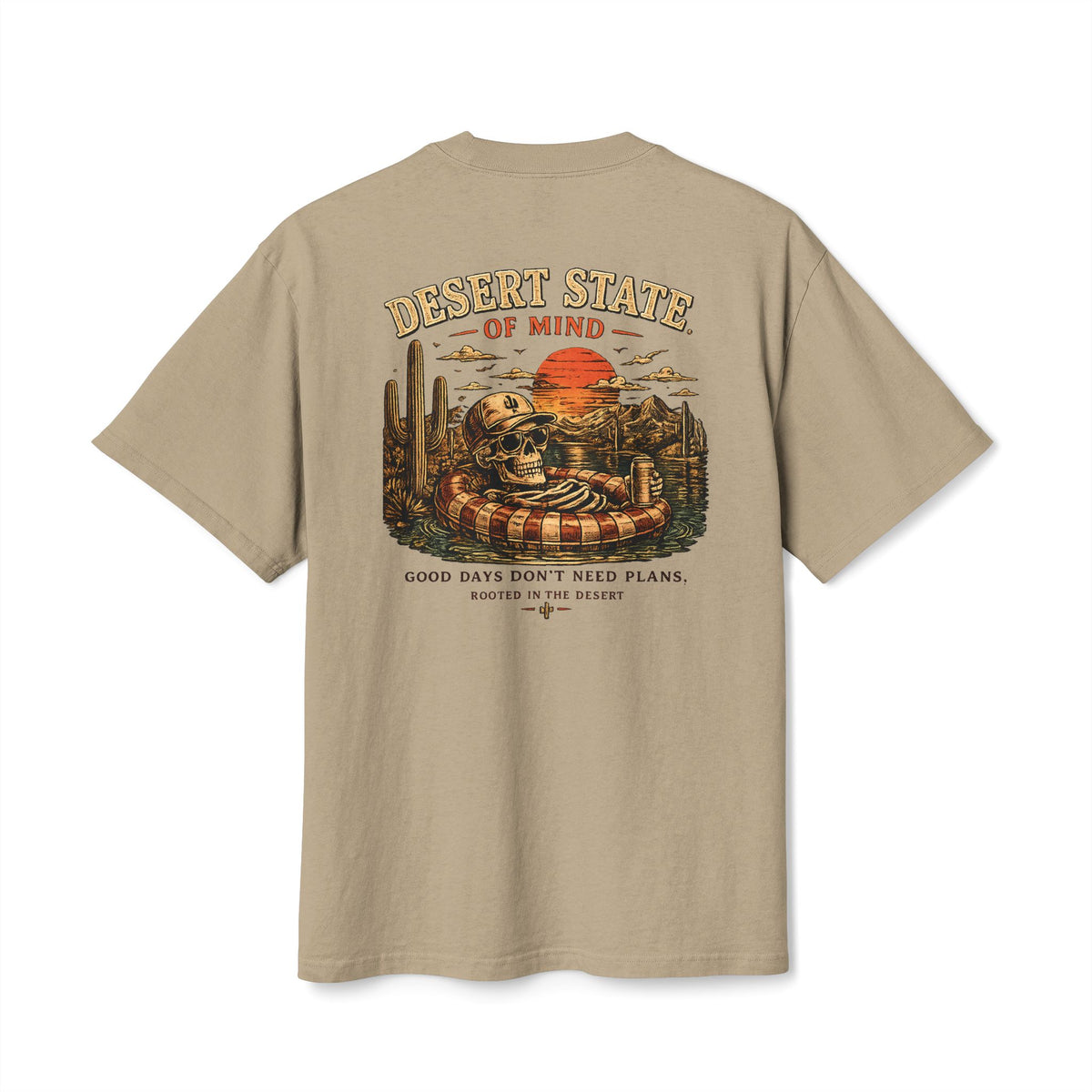 Desert State of Mind Tee — Retro Sunset Graphic T-Shirt | Skeleton Collection