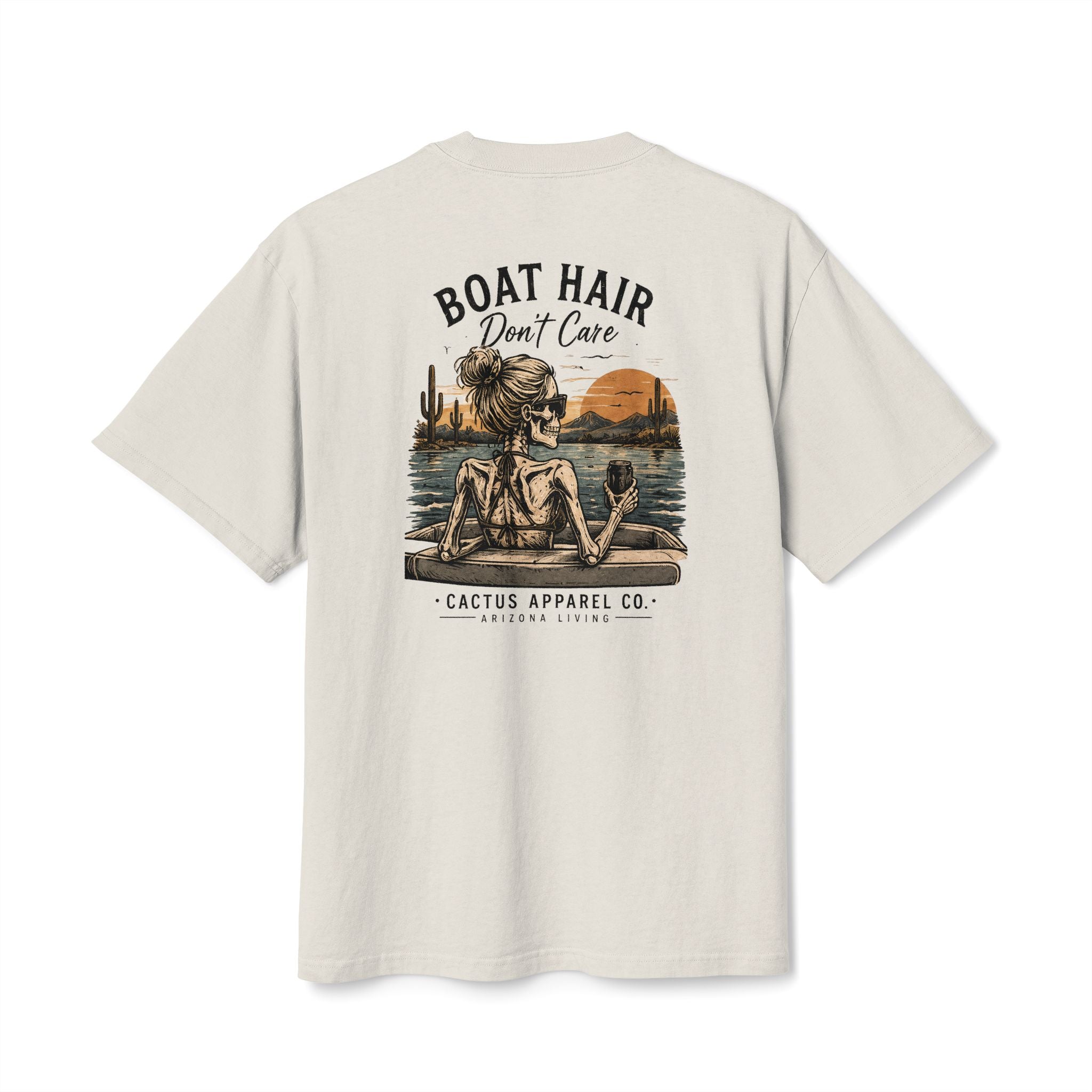 Boat Hair Don't Care Tee — Sunset Lake Skeleton Graphic T-Shirt | Skeleton Collection