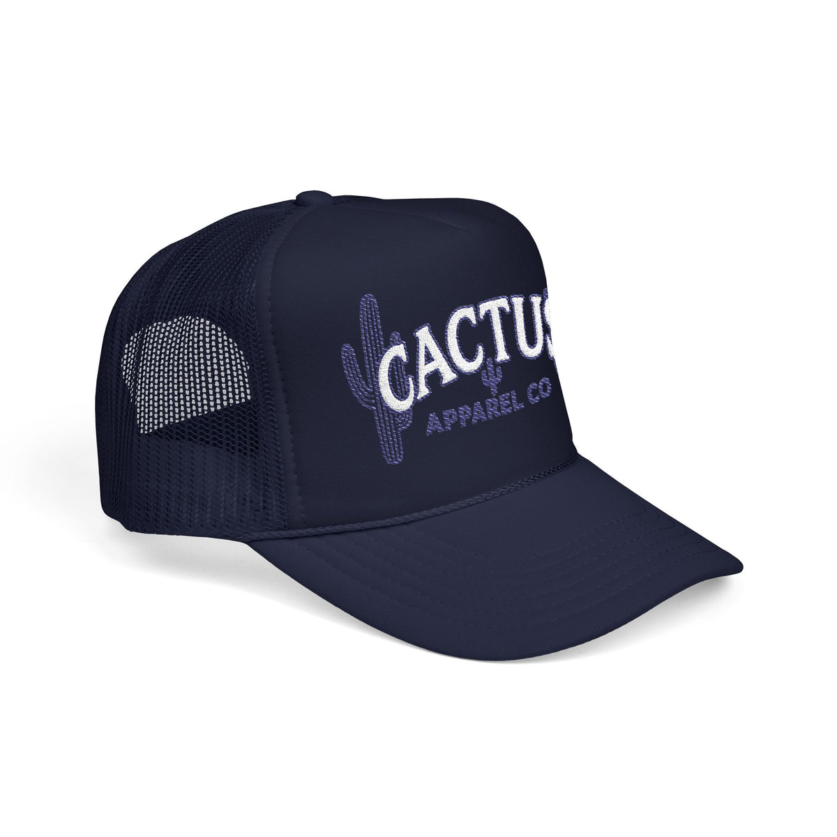 Cactus Foam Trucker Hat — Deep Blue Embroidered Cacti Logo