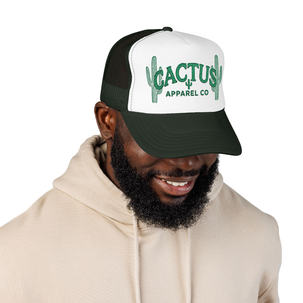 Cactus Foam Trucker Hat — Green Embroidered Cacti Logo