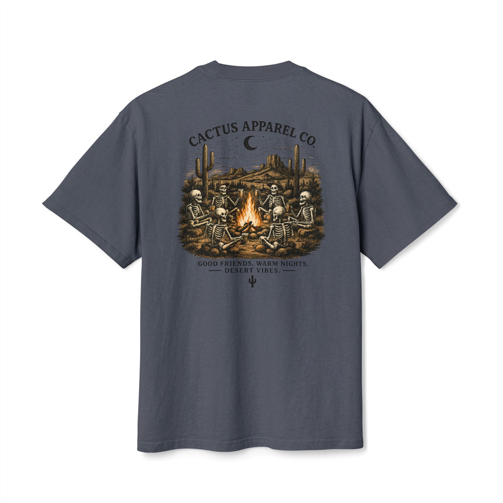 Cactus Campfire Tee — Desert Campfire Graphic T‑Shirt | Skeleton Collection