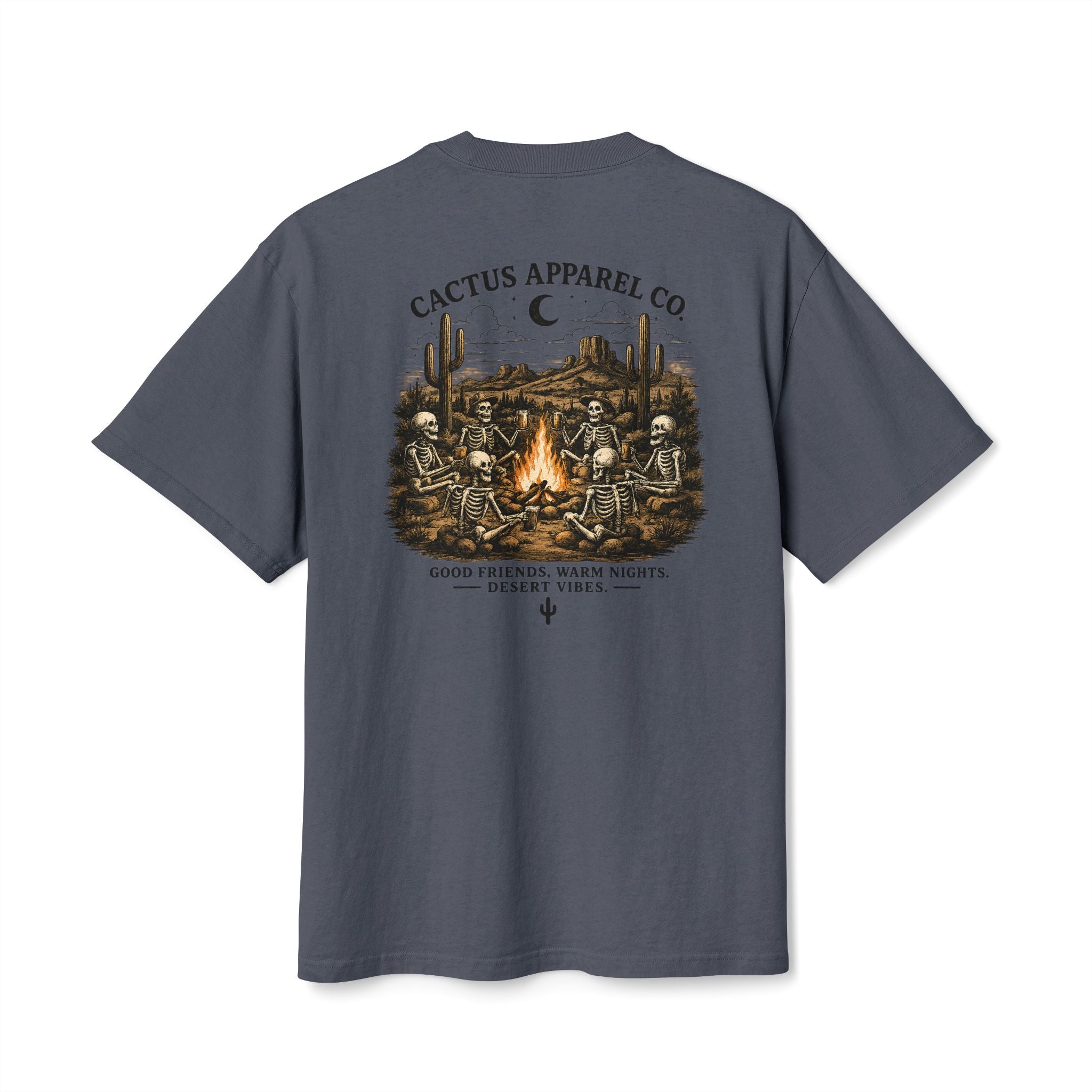 Cactus Campfire Tee — Desert Campfire Graphic T‑Shirt | Skeleton Collection