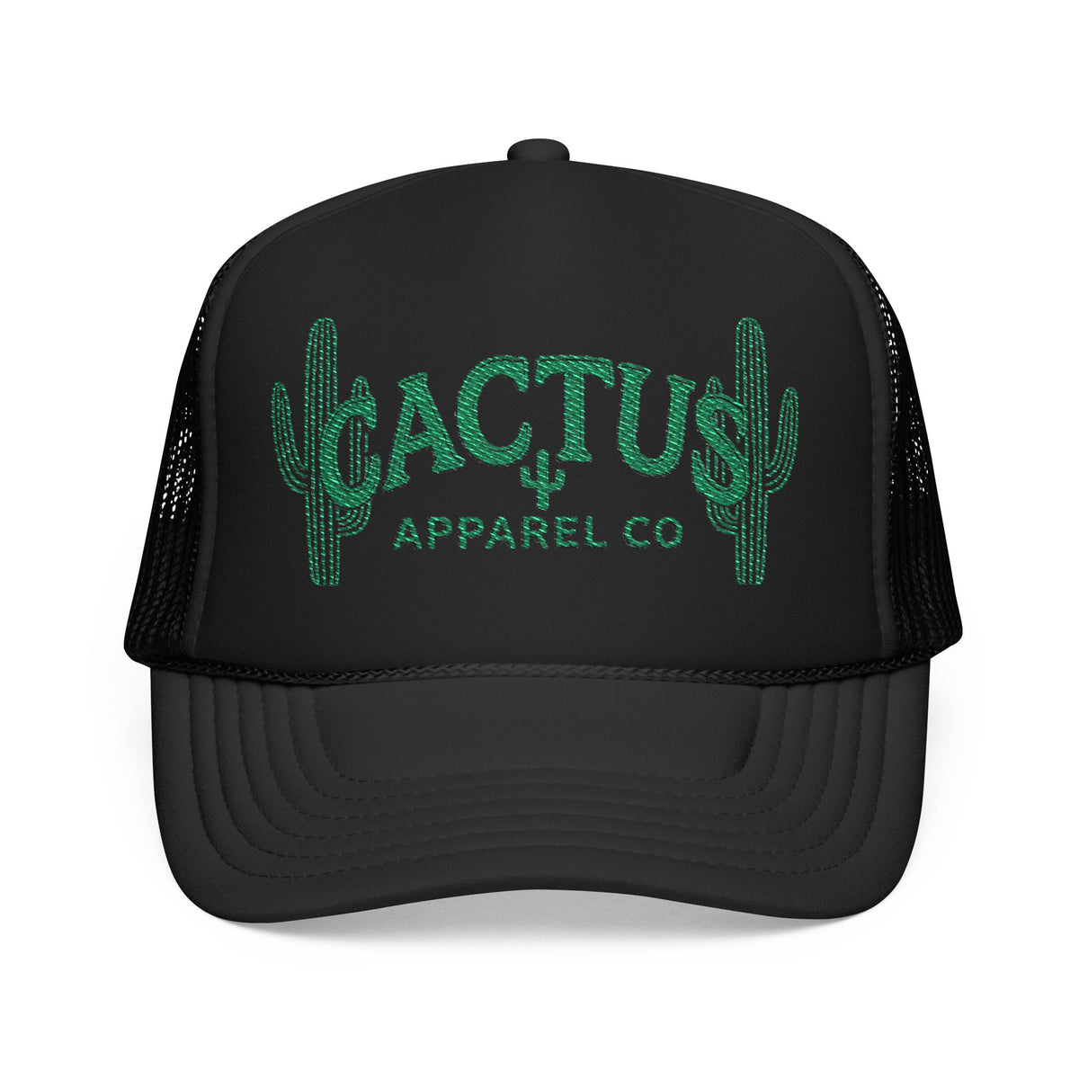 Cactus Foam Trucker Hat — Green Embroidered Cacti Logo