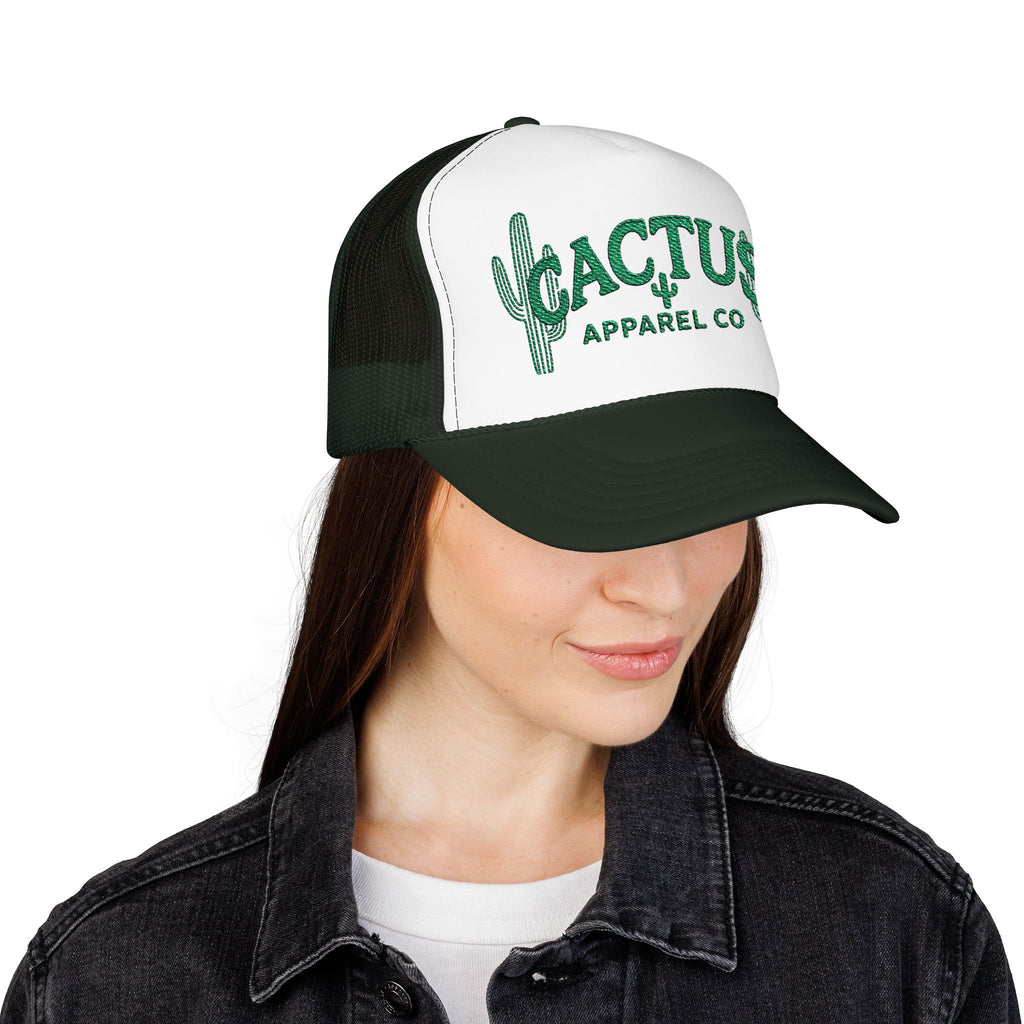 Cactus Foam Trucker Hat — Green Embroidered Cacti Logo