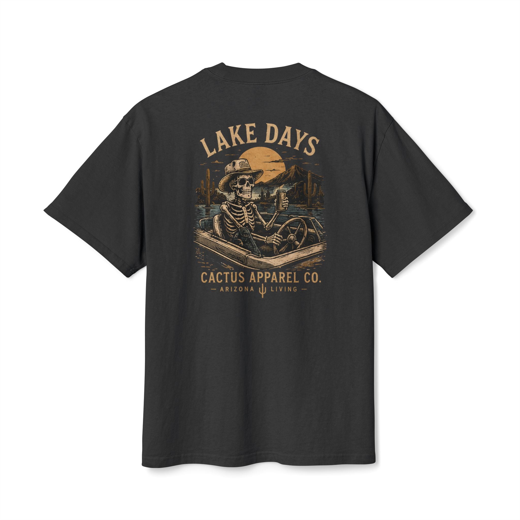 Lake Days Cactus Tee — Vintage Desert Skeleton & Boat Graphic T-Shirt | Skeleton Collection