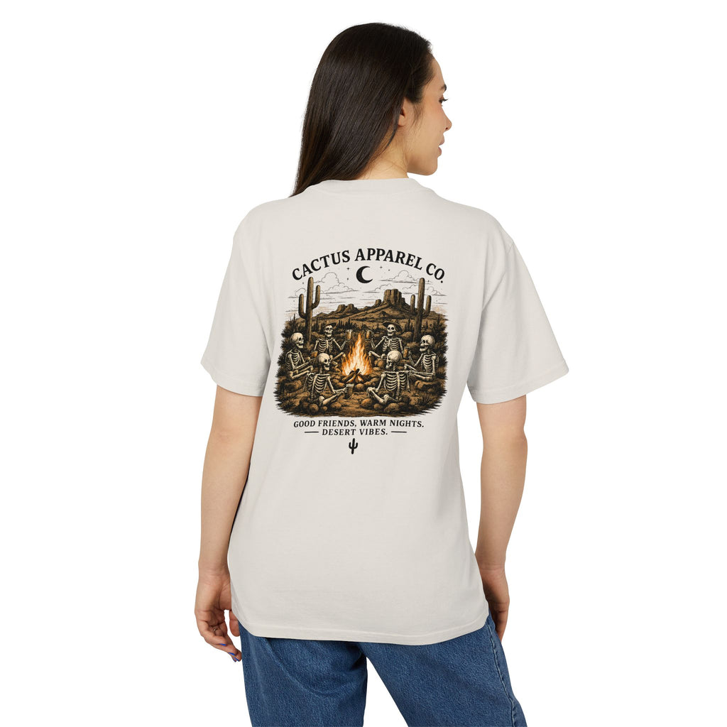 Cactus Campfire Tee — Desert Campfire Graphic T‑Shirt | Skeleton Collection