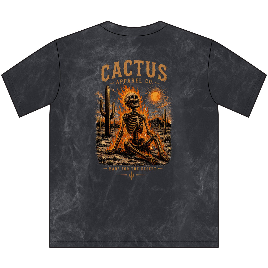 Vintage Cactus Crewneck Tee — Blazing Skeleton Graphic T-shirt | Skeleton Collection