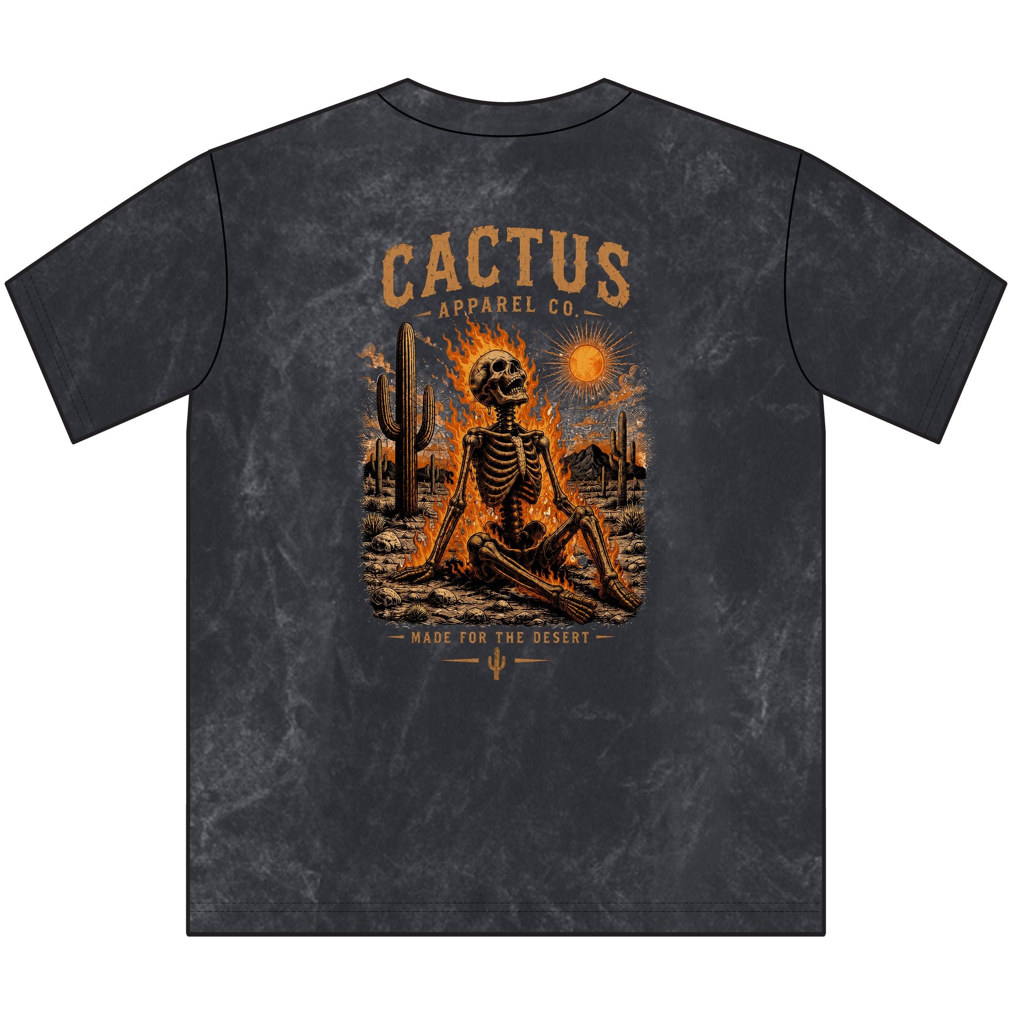Vintage Cactus Crewneck Tee — Blazing Skeleton Graphic T-shirt | Skeleton Collection