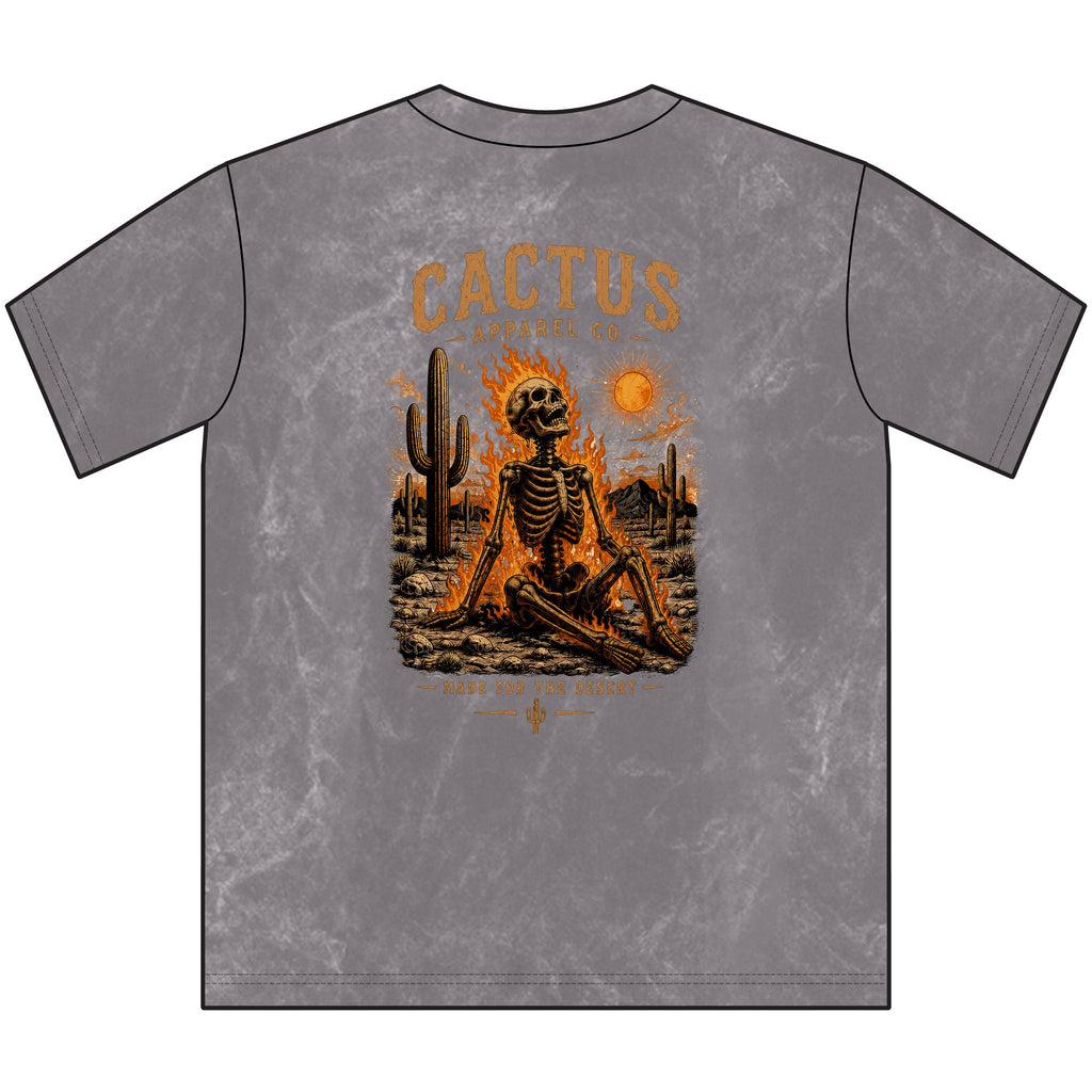 Vintage Cactus Crewneck Tee — Blazing Skeleton Graphic T-shirt | Skeleton Collection