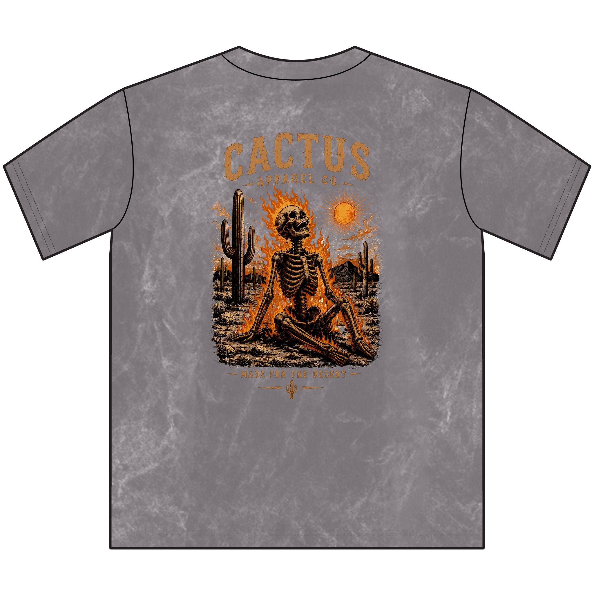 Vintage Cactus Crewneck Tee — Blazing Skeleton Graphic T-shirt | Skeleton Collection