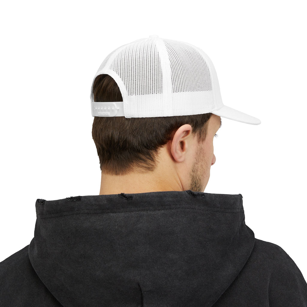 Cactus Apparel Co. Logo Trucker Snapback— White w/ Black Logo