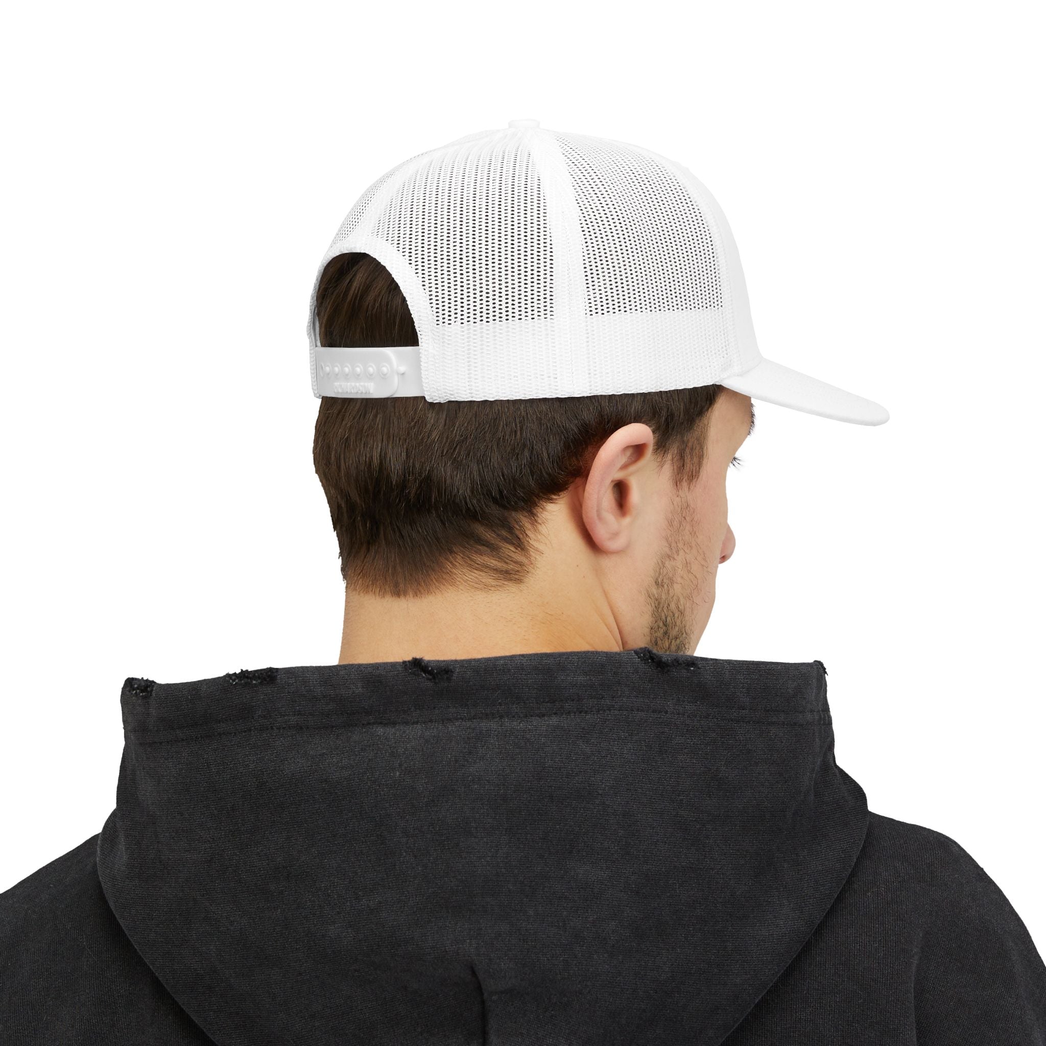 Cactus Apparel Co. Logo Trucker Snapback— White w/ Black Logo