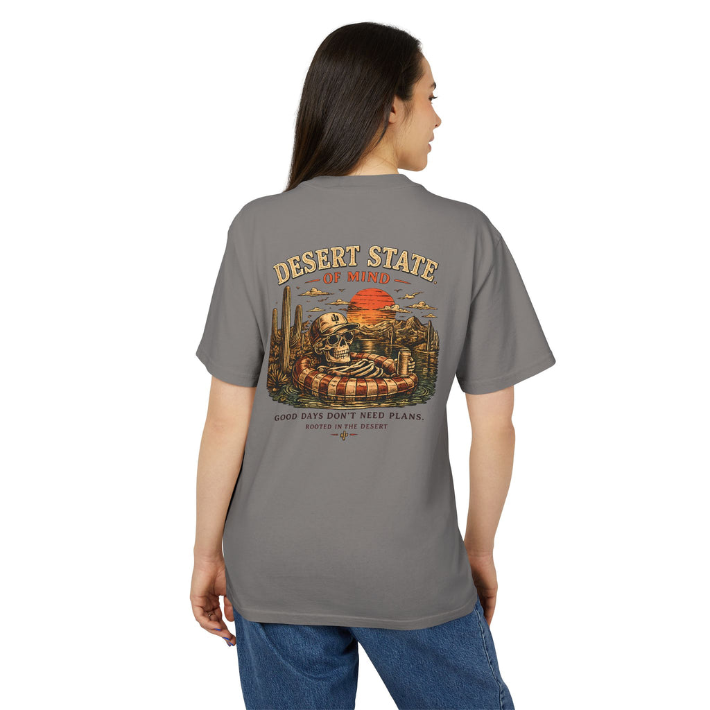 Desert State of Mind Tee — Retro Sunset Graphic T-Shirt | Skeleton Collection