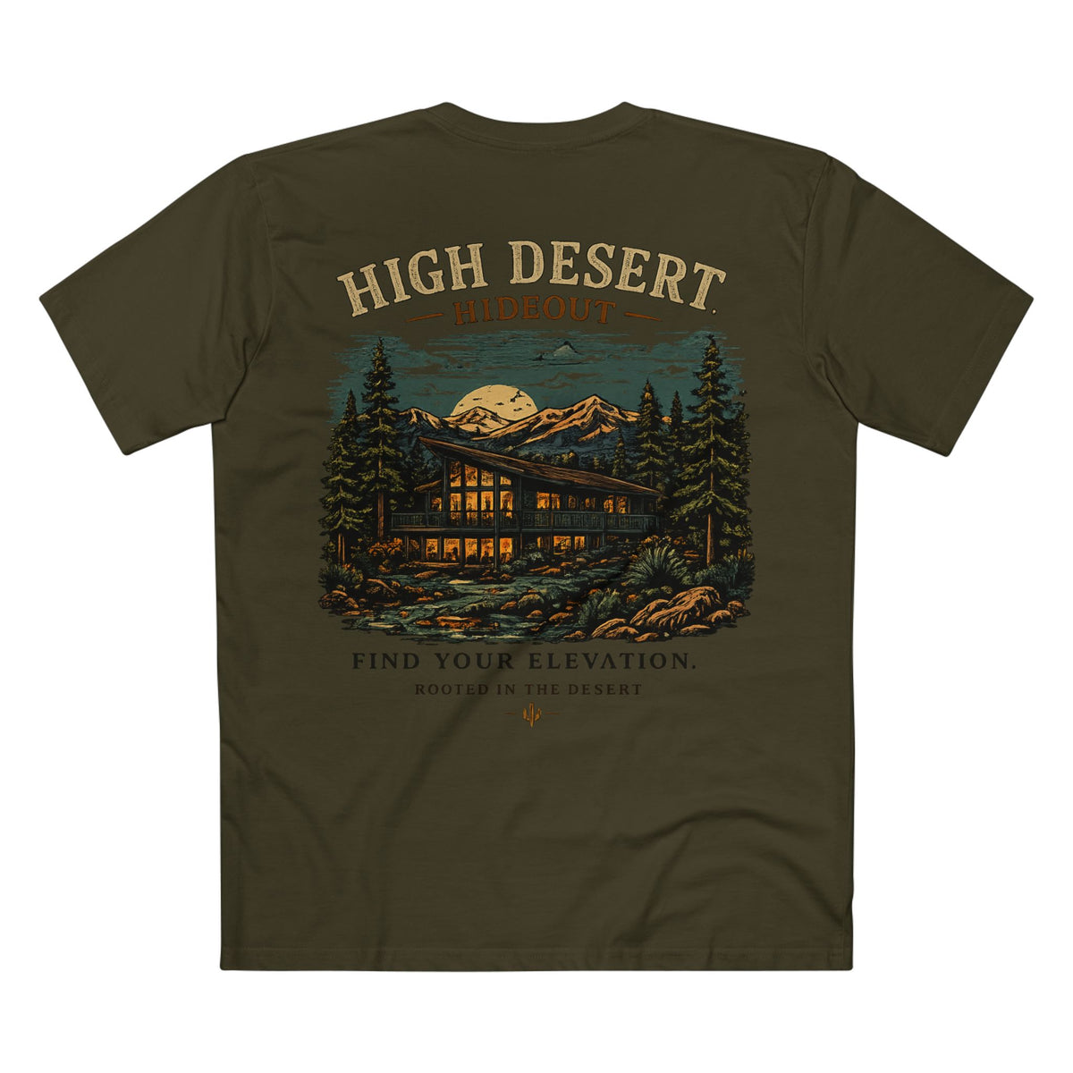 High Desert Hideout Tee — Cabin Nightscape Graphic T-Shirt | Summer 26' Collection