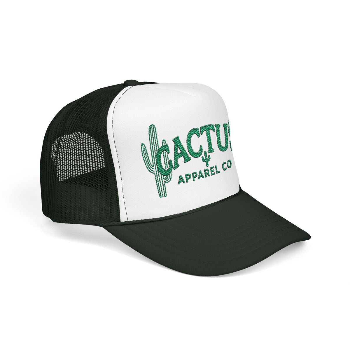Cactus Foam Trucker Hat — Green Embroidered Cacti Logo