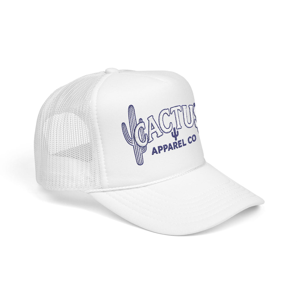 Cactus Foam Trucker Hat — Deep Blue Embroidered Cacti Logo