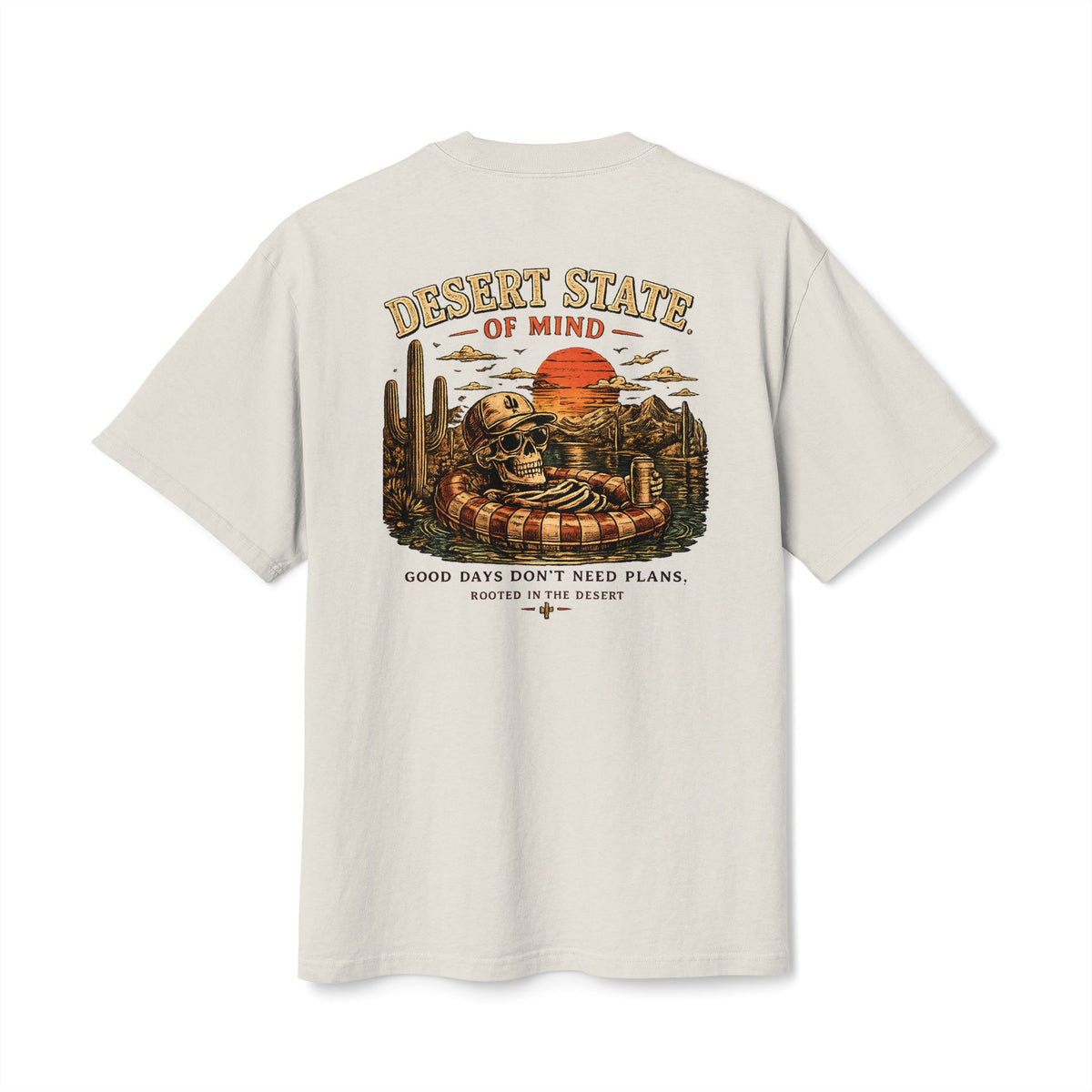 Desert State of Mind Tee — Retro Sunset Graphic T-Shirt | Skeleton Collection