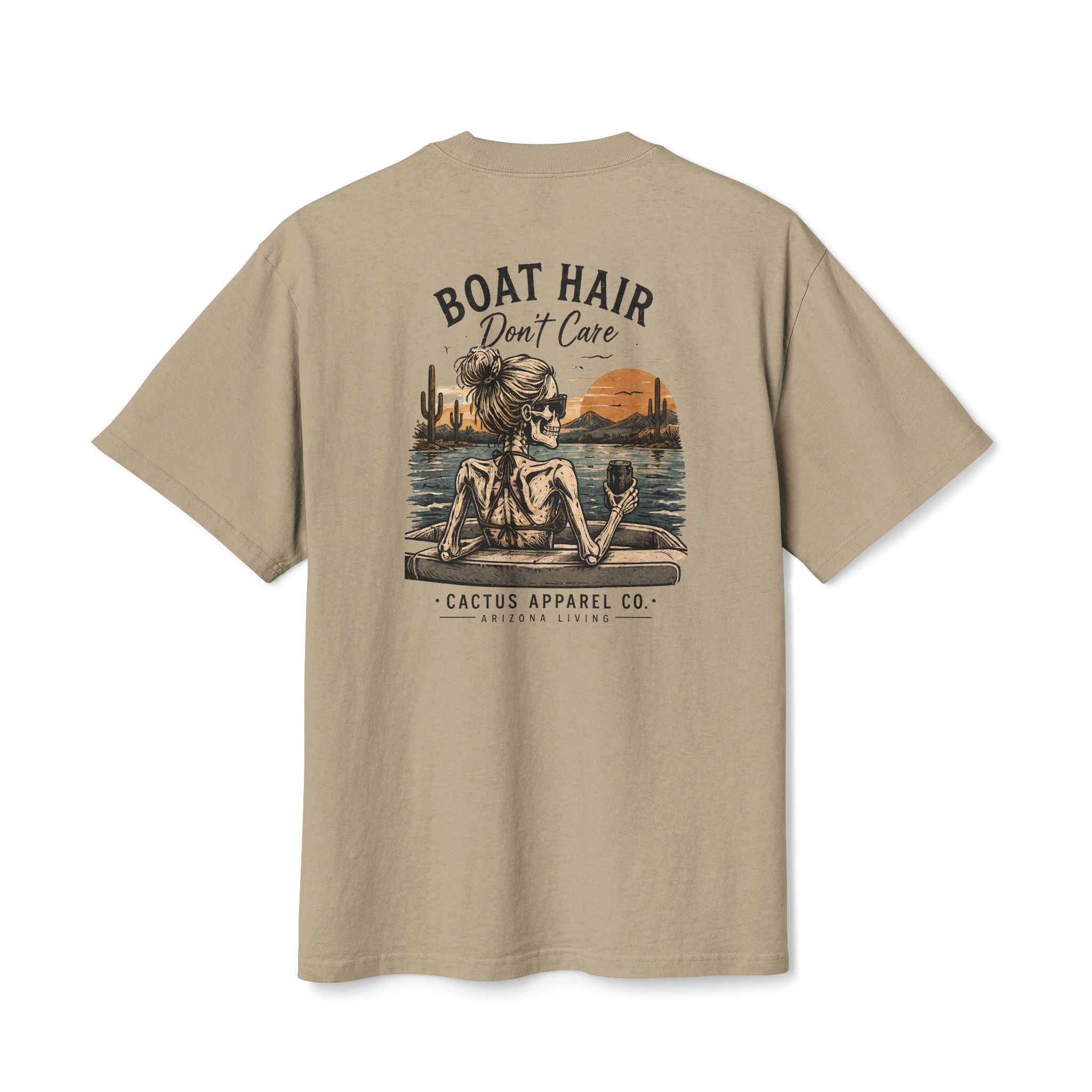 Boat Hair Don't Care Tee — Sunset Lake Skeleton Graphic T-Shirt | Skeleton Collection