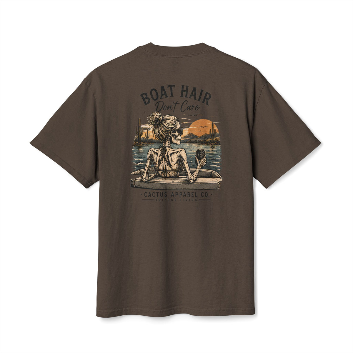 Boat Hair Don't Care Tee — Sunset Lake Skeleton Graphic T-Shirt | Skeleton Collection