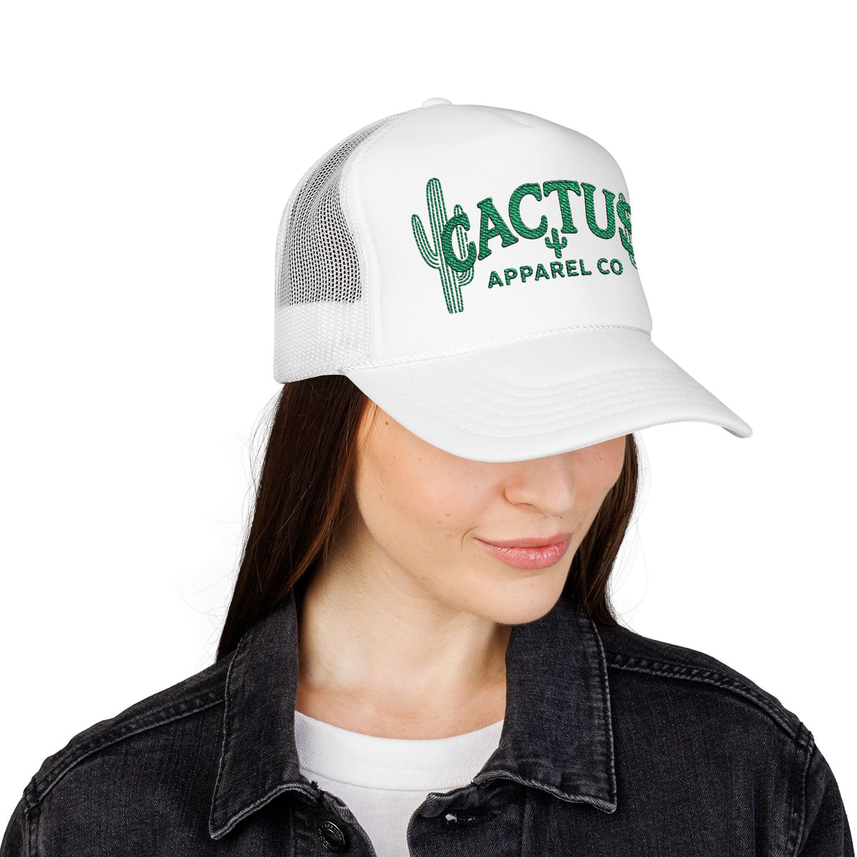 Cactus Foam Trucker Hat — Green Embroidered Cacti Logo