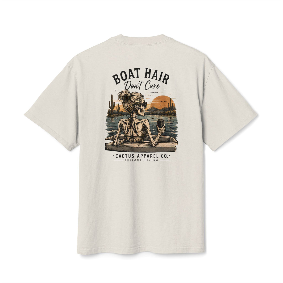 Boat Hair Don't Care Tee — Sunset Lake Skeleton Graphic T-Shirt | Skeleton Collection