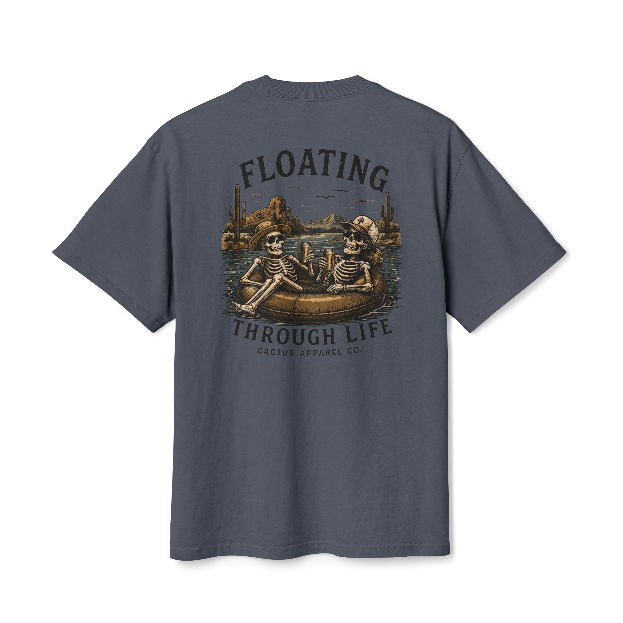 Skeleton River Float Tee — "Floating Through Life" Skeletons Tubing Graphic T-Shirt | Skeleton Collection