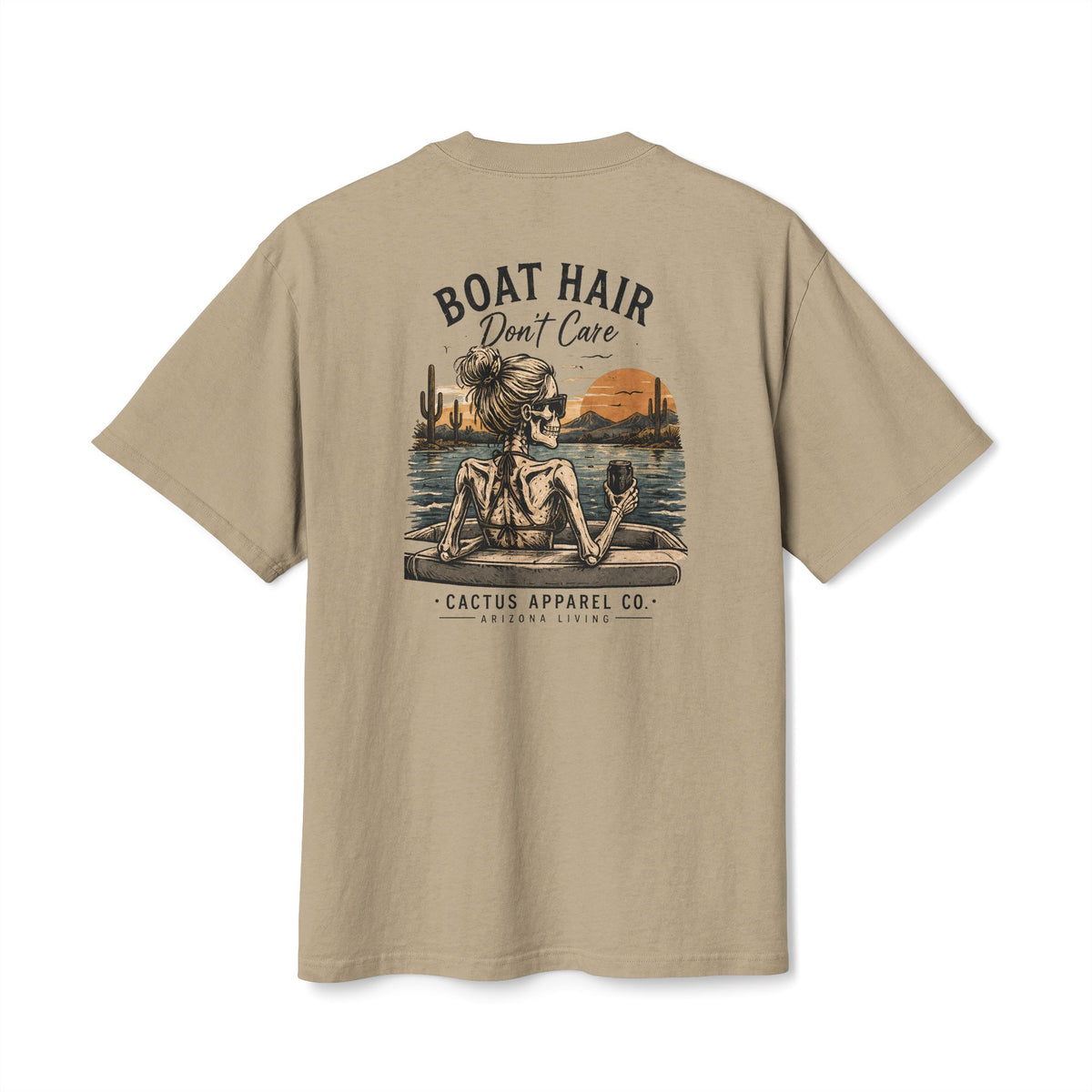Boat Hair Don't Care Tee — Sunset Lake Skeleton Graphic T-Shirt | Skeleton Collection