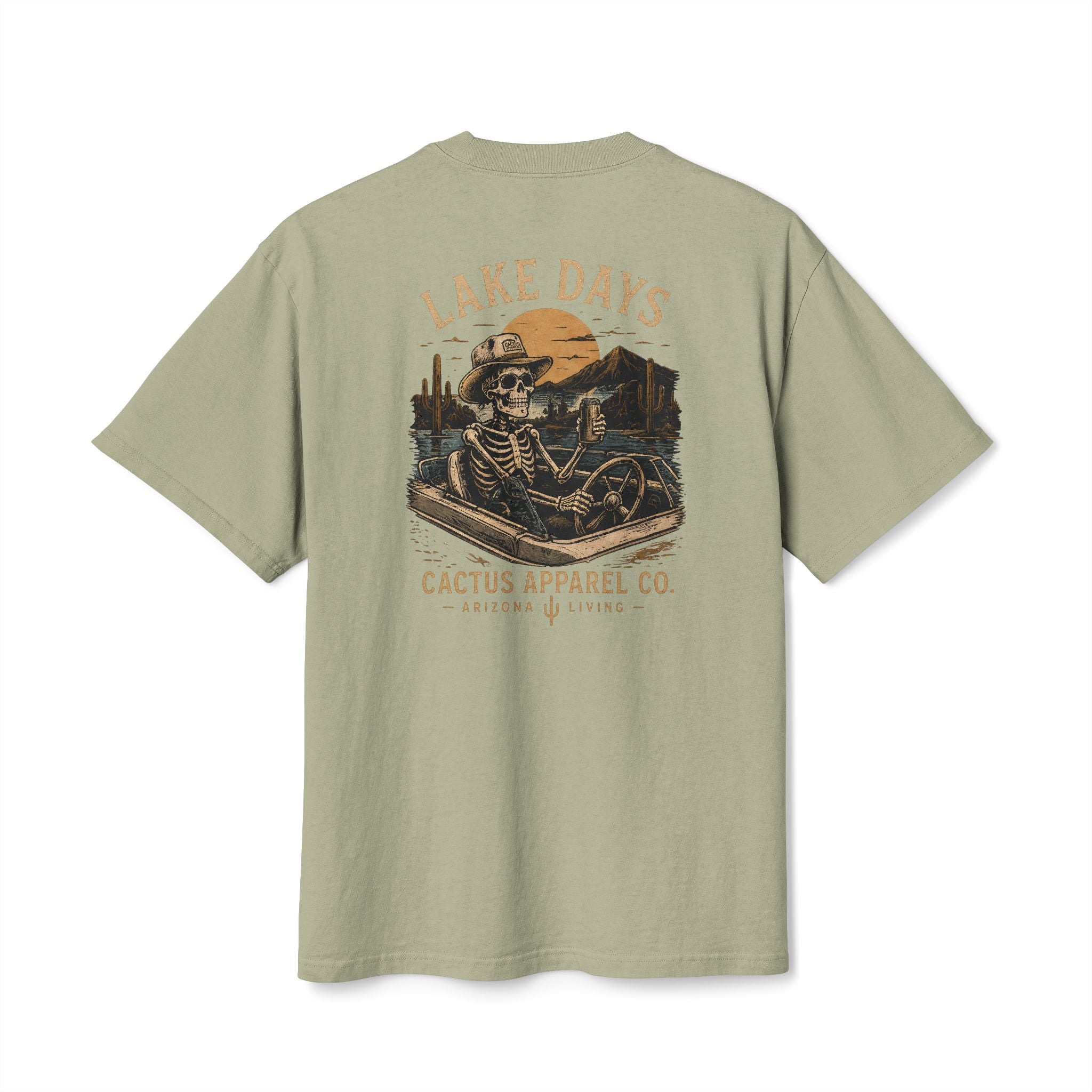 Lake Days Cactus Tee — Vintage Desert Skeleton & Boat Graphic T-Shirt | Skeleton Collection